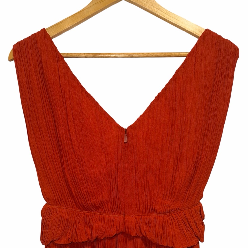 Chloé Orange Midi Dress Pleated Peplum 2 Cocktail Party Wedding Guest NWT 🟡 - Picture 11 of 15